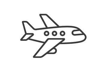 Minimalistic Airplane Outline Icon. Vector illustration of jet plane in thin line style for web, app, banner, social media, business card, graphic design, aviation, travel, transport concept.