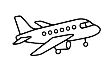 Fototapeta premium Airplane outline vector illustration. Cartoon jet, passenger plane, aircraft icon for graphic design, app UI, advertising, holiday card, web banner, travel concept, transport, commercial aviation
