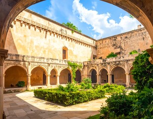 Fototapeta premium Monastery Courtyard Sunny Day View