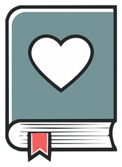 Closed Book with Heart Shape and Bookmark Symbolizing Love for Reading and Education
