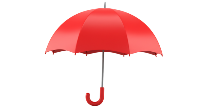 Red umbrella isolated on transparent background