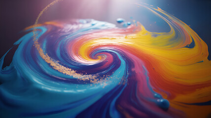 Colorful swirl of paint creates a vibrant and dynamic abstract composition