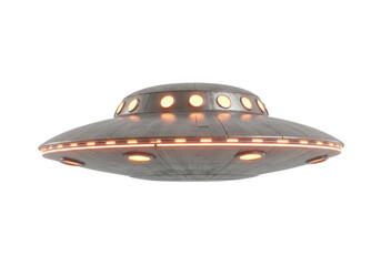 Flying saucer spaceship ufo grey silver lights sci fi alien craft