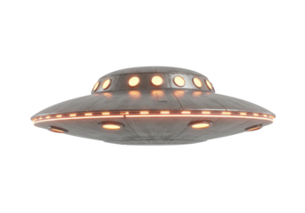 Flying saucer spaceship ufo grey silver lights sci fi alien craft