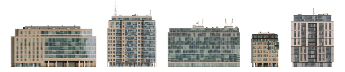 Modern building facades for architectural background isolated png on a transparent background premium cutout