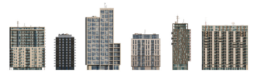 Modern building facades for architectural background isolated png on a transparent background premium cutout