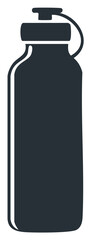 Simple Black Silhouette of a Tall Water Bottle with Attached Cap