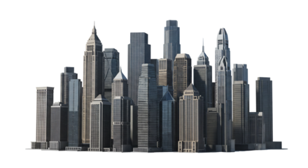Cityscape skyline modern urban architecture highrise buildings cityscape illustration transparent background