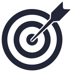 Target with arrow in the bullseye icon representing business goal, objective, and successful strategy