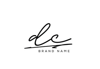 DC letter elegant cursive beauty handwriting logo.