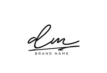 DM letter elegant cursive beauty handwriting logo.