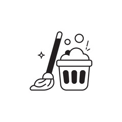 Cleaning service icon design with white background stock illustration