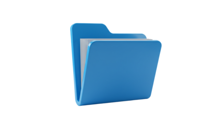 Blue folder icon 3 d render transparent background