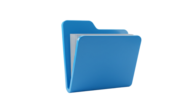 Blue folder icon 3 d render transparent background