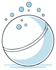 Stylized illustration of a bath bomb dissolving with water bubbles