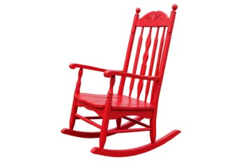 Red rocking chair transparent background classic wooden furniture comfort relaxation home decor