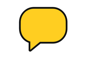 Fototapeta premium Bold yellow speech bubble vector illustration, flat cartoon icon for graphic design resources, conversation, chat, comment, communication, messaging, isolated transparent background, clean outline