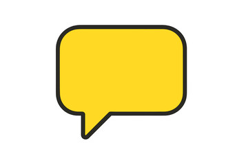 Naklejka premium Vibrant Yellow Speech Bubble Vector Illustration for Digital Graphics, Flat Comic Dialogue Cloud with Transparent Background, Empty Text Balloon Design, Communication, Cartoon Template