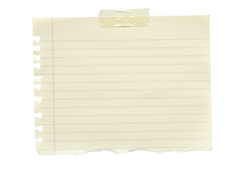 Torn lined paper with tape isolated on transparent background