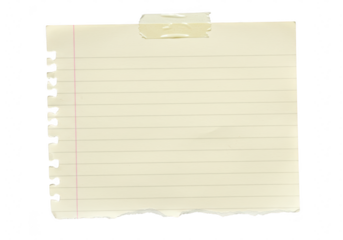 Torn lined paper with tape isolated on transparent background