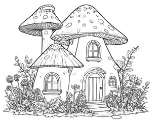 Mushroom house coloring page