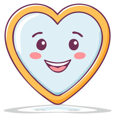 Obraz premium Happy Cartoon Heart Face With Gold Border and Blue Center