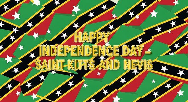 Saint Kitts and Nevis Independence Day Celebration with Flag Pattern Background