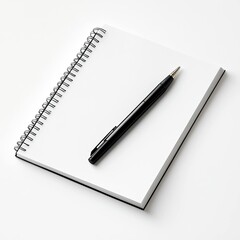 Creative writing action with notebook and pen in minimalist workspace for idea generation and planning
