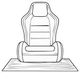 Sport racing bucket seat interior design element outline illustration