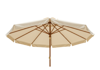 Cream parasol with wooden ribs transparent background