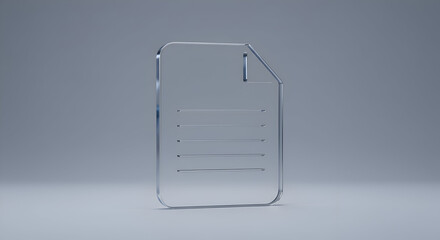 Transparent document icon on a neutral background. Modern, minimalistic design. Conceptual image for digital documents or online forms. Use for tech company or service.