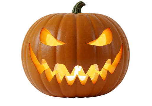 Carved pumpkin with glowing face halloween decoration - Powered by Adobe