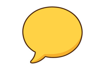 Yellow speech bubble vector icon. Flat cartoon chat balloon for dialogue, message, or comment. Communication symbol for web, social media, and comics. Empty talk bubble illustration.