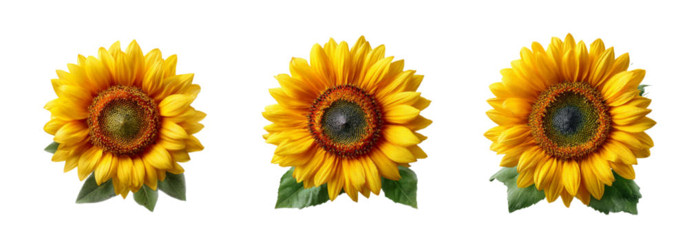 Vibrant Yellow Sunflower PNG set in a Row, Botanical Beauty, Summer Bloom, Isolated on Transparent backround