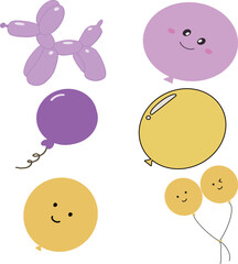 Cute Balloons and Balloon Dog Drawing for Celebration