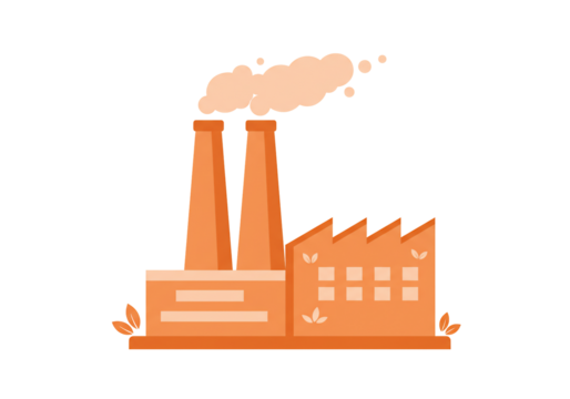 Orange factory illustration with transparent background