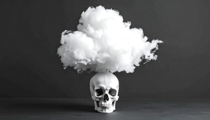 A skull with a cloud atop it