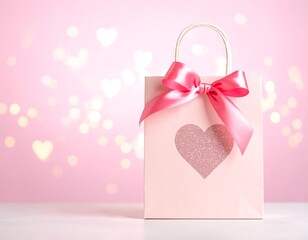 Pink gift bag with heart cutout