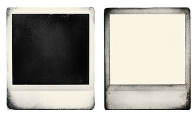 Two vintage, blank instant photos.  Grunge, aged look