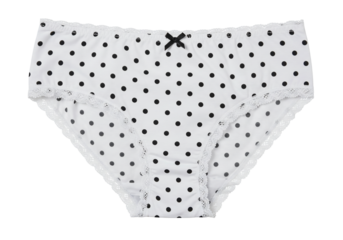 White polka dot underwear with lace trim