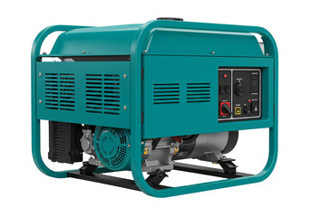 Teal portable generator power equipment 3 d rendering isolated energy source