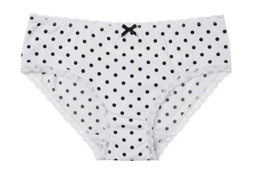 White polka dot underwear with lace trim