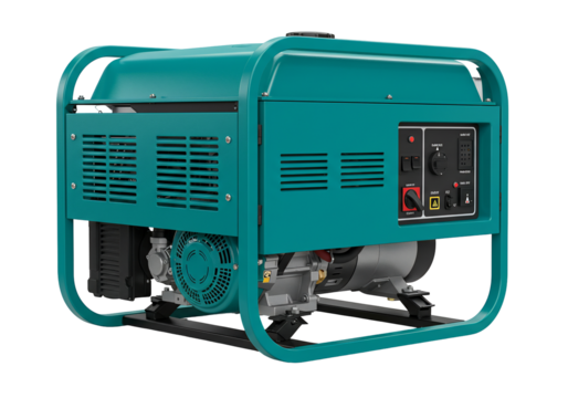 Teal portable generator power equipment 3 d rendering isolated energy source