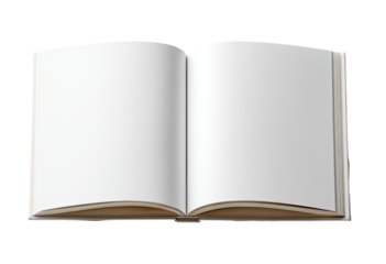 Open book with blank pages, light beige cover