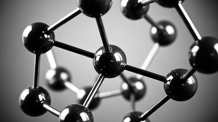 Obraz premium Abstract Molecular Structure A Minimalist Black and White Composition of Science