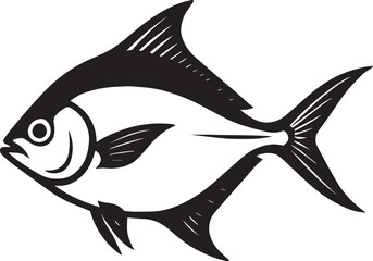 Pomfret fish in black and white