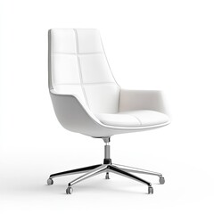 Modern white office chair minimalist workspace furniture design bright environment side view ergonomic comfort