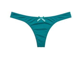 Teal thong underwear with bow isolated on transparent background