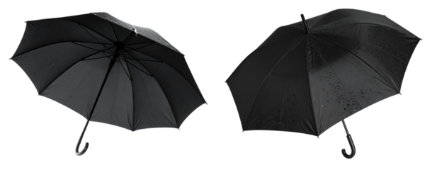 Black Umbrella with Raindrops, isolated on transparent background PNG