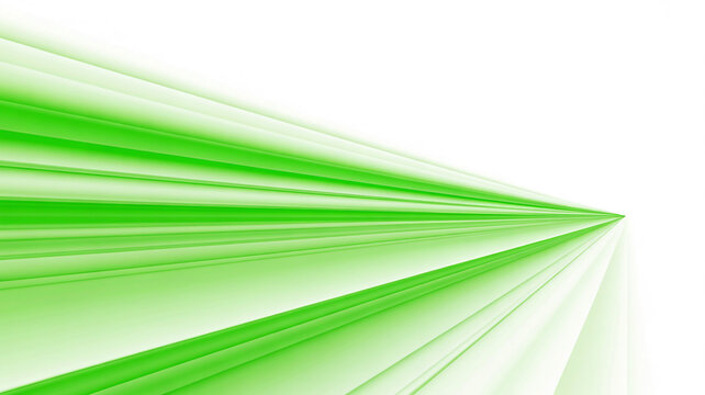 Abstract digital art featuring a vibrant green explosion of light beams radiating with speed and energy against a simple white backdrop - Powered by Adobe